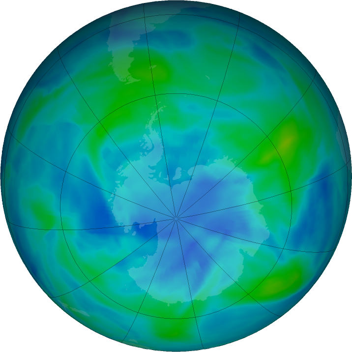 Antarctic ozone map for 07 April 2023